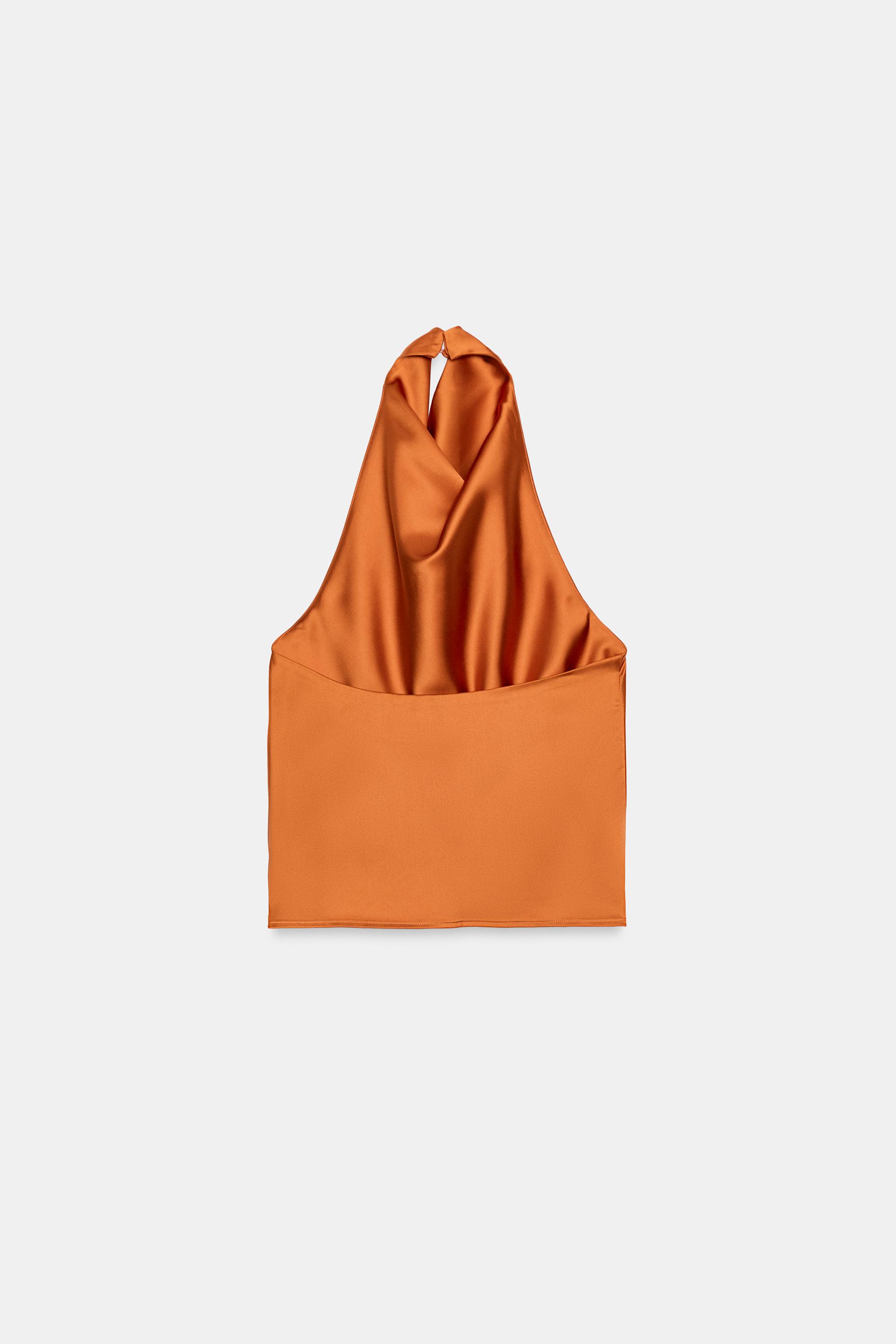 SATIN EFFECT HALTER TOP