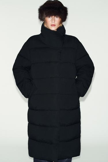 LONG WATER-REPELLENT AND WINDPROOF ANORAK WITH WRAP-AROUND NECK - Black by Zara