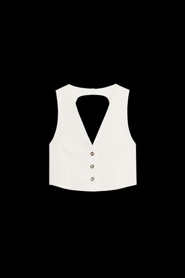 Zara CUT OUT VEST - Ecru - Image 0