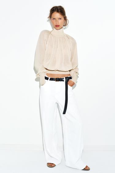 FLOWING COMBINED KNIT BLOUSE - Sand by Zara - Image 0