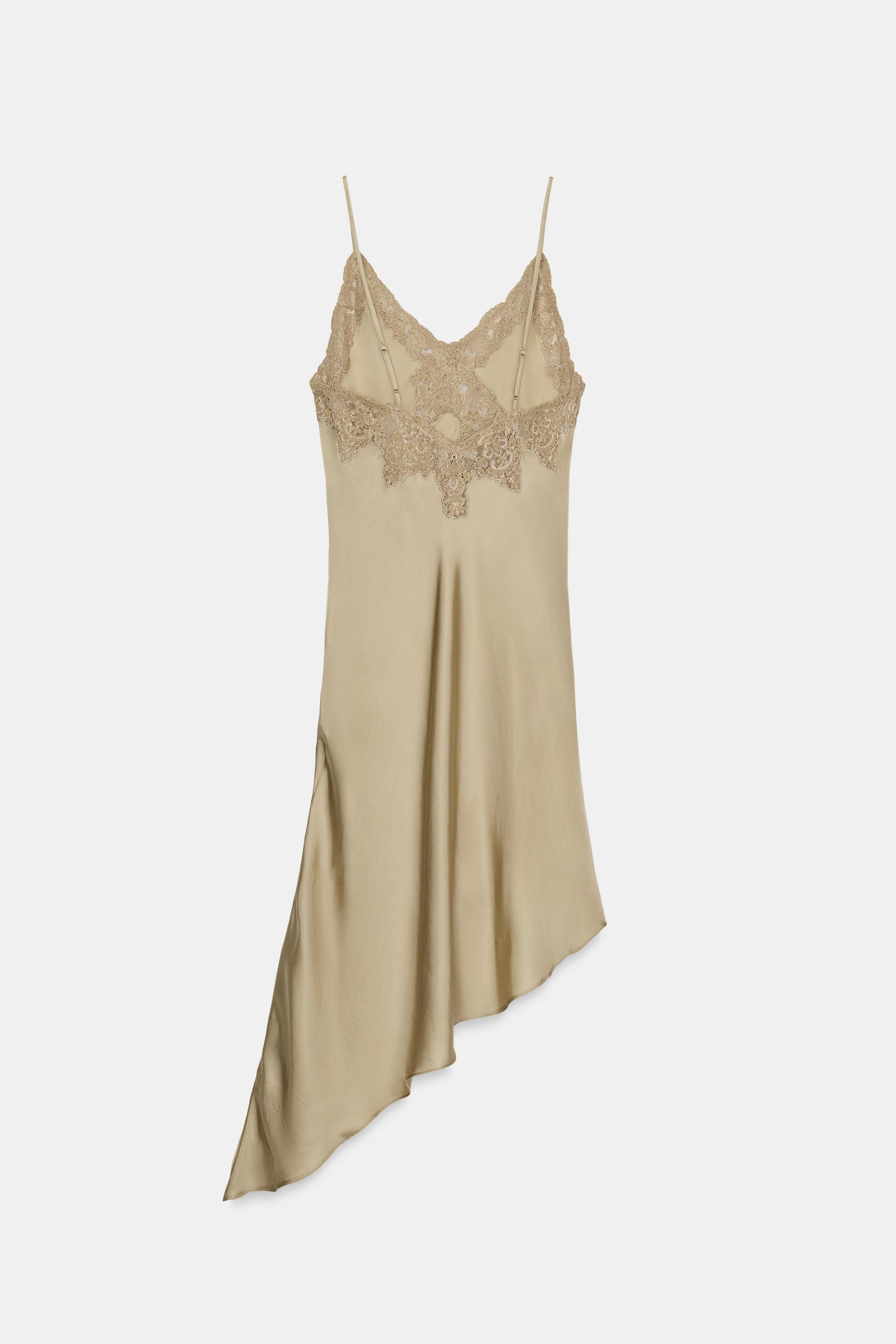 ZW COLLECTION ASYMMETRIC SATIN DRESS - Light beige | ZARA United States ZW COLLECTION ASYMMETRIC SATIN DRESS - Light beige | ZARA United States