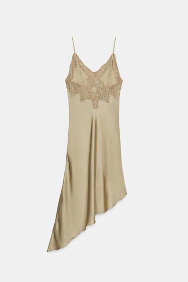 ZW COLLECTION ASYMMETRIC SATIN DRESS - Light beige by Zara - Image 6