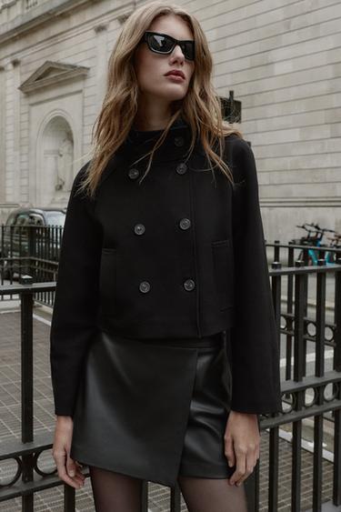 JUPE-CULOTTE CROISÉE MATIÈRE SYNTHÉTIQUE - Noir de Zara - Image 3