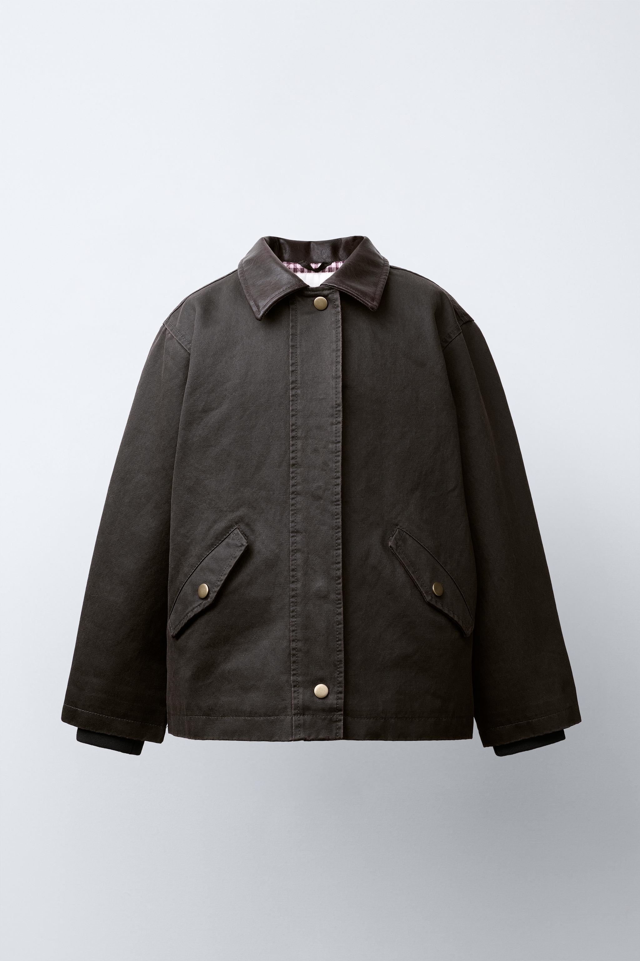 ワックスジャケット フェイクレザーカラー - ブラウン | ZARA
