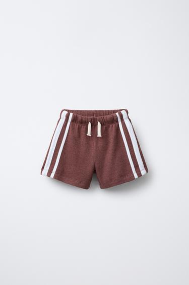 TERRY BERMUDA SHORTS WITH SIDE TAPING - Brown by Zara - Image 0