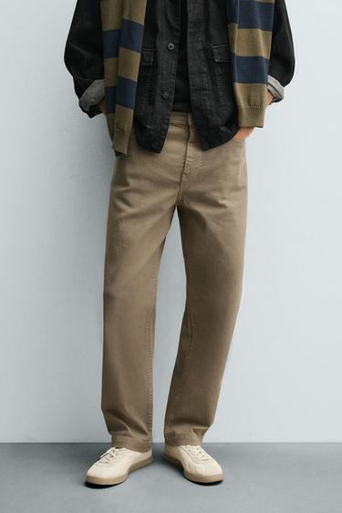 Zara STRAIGHT FIT PANTS - taupe brown