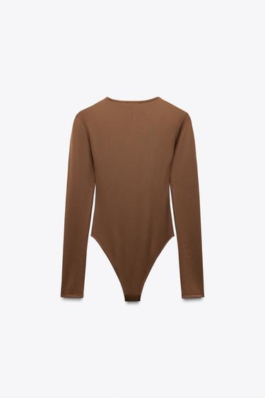 LONG SLEEVE POLYAMIDE BODYSUIT - Toffee by Zara - Image 3