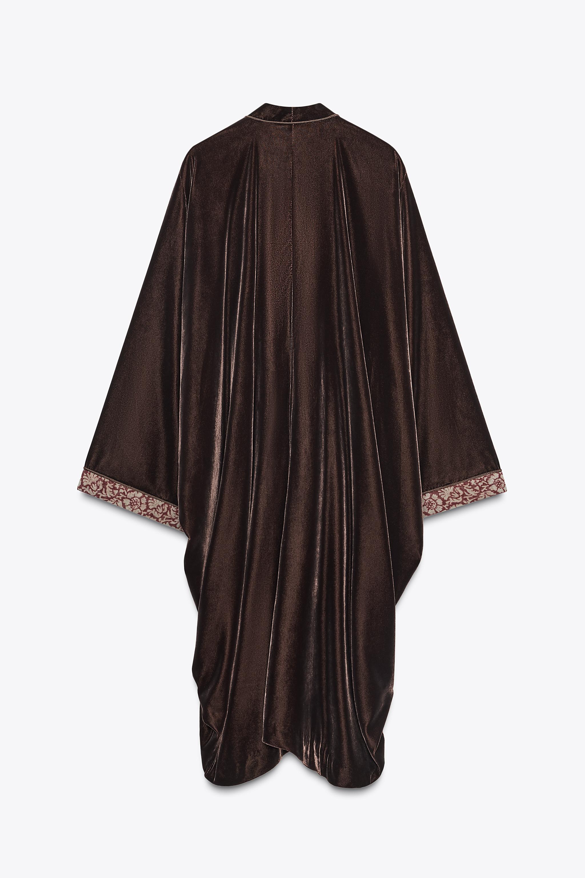 ZW COLLECTION ベルベットキモノ - ブラウン | ZARA Japan / 日本