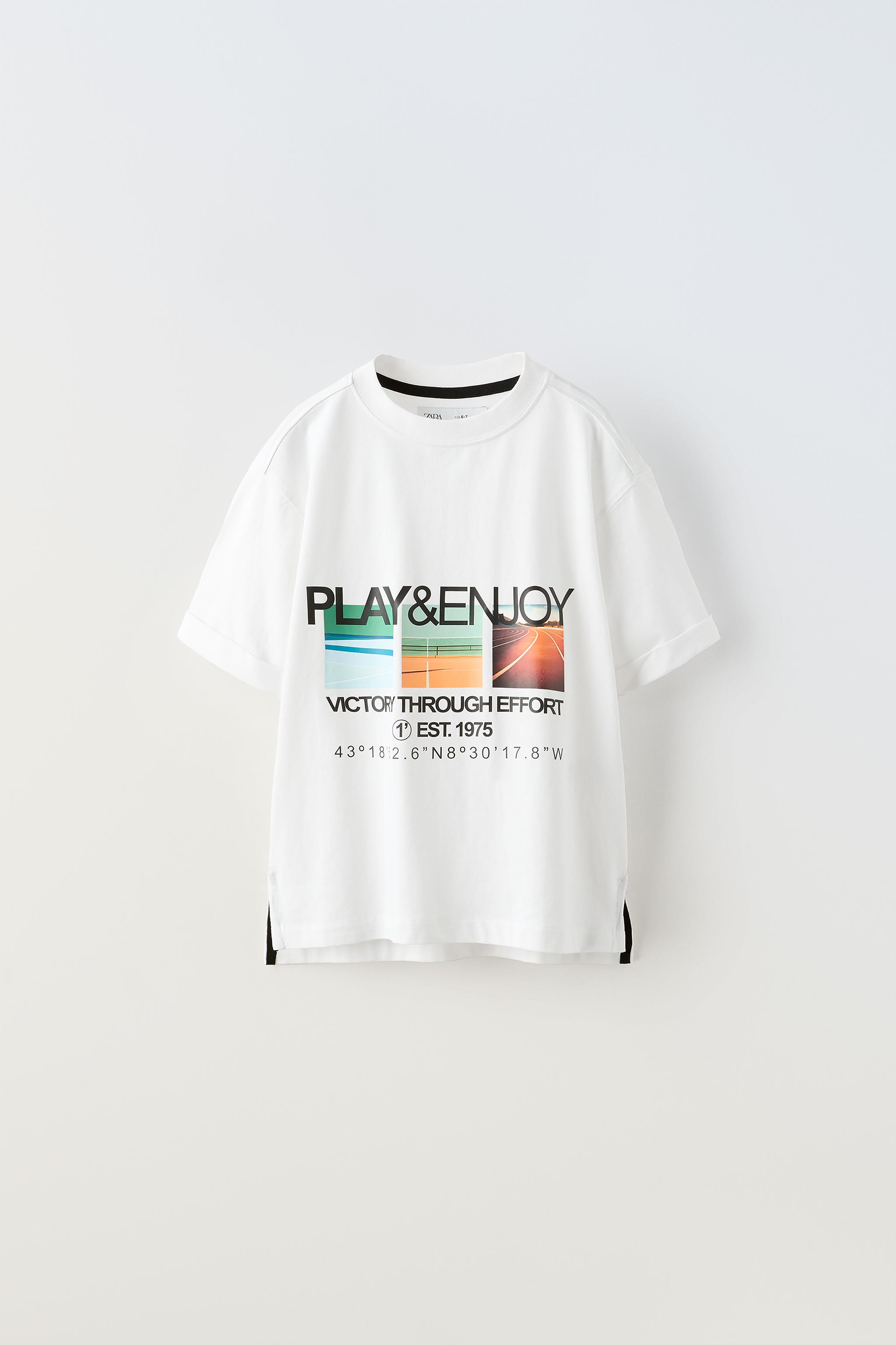 プリント柄スポーティＴシャツ - ホワイト | ZARA Japan / 日本