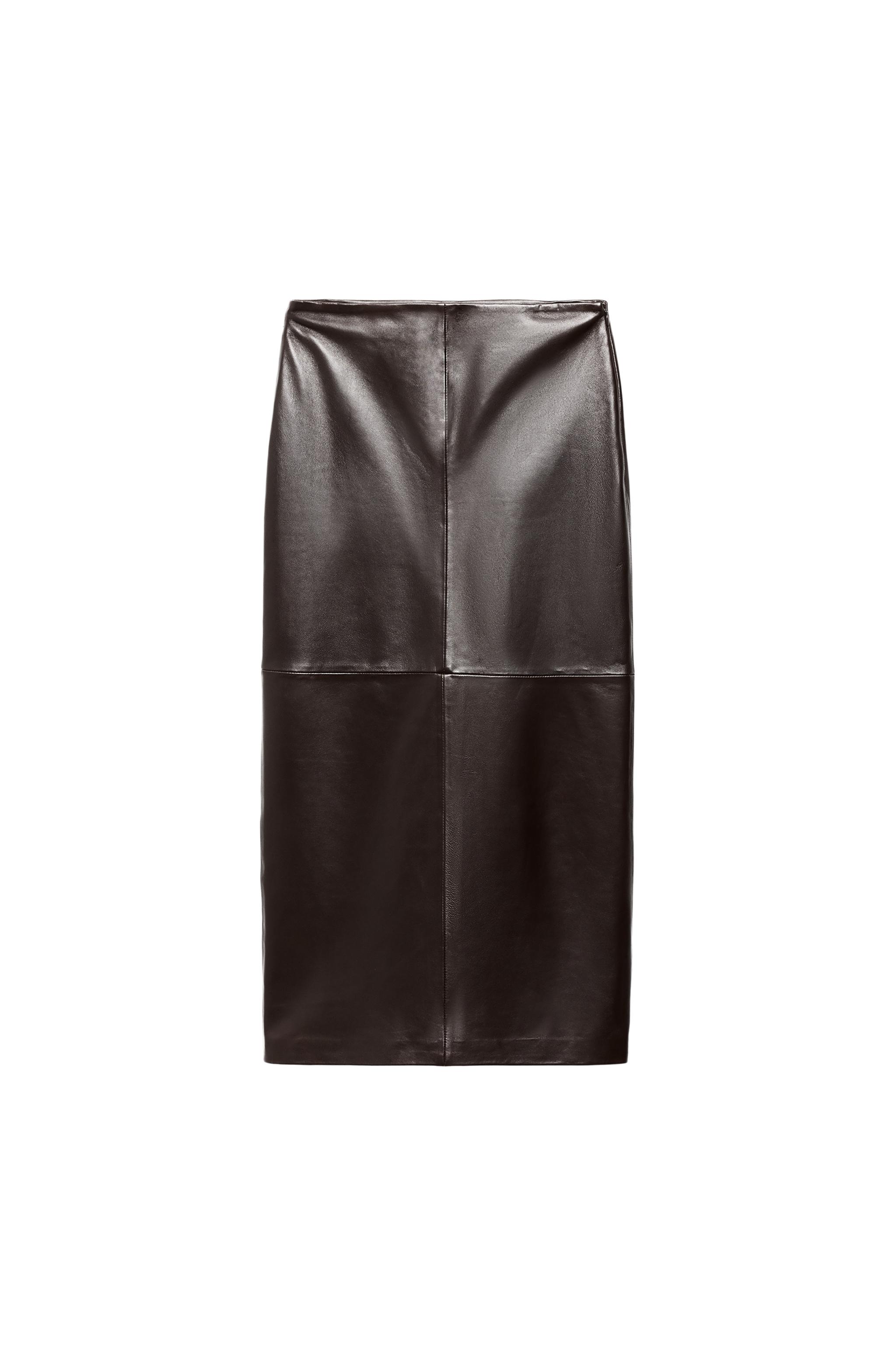 ZW COLLECTION 100% LEATHER MIDI SKIRT
