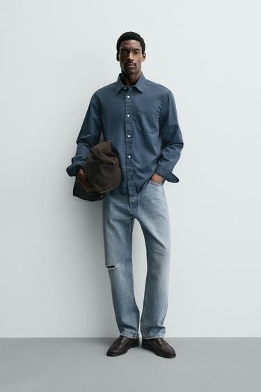 CHEMISE FLUIDE DÉLAVÉE - Indigo de Zara