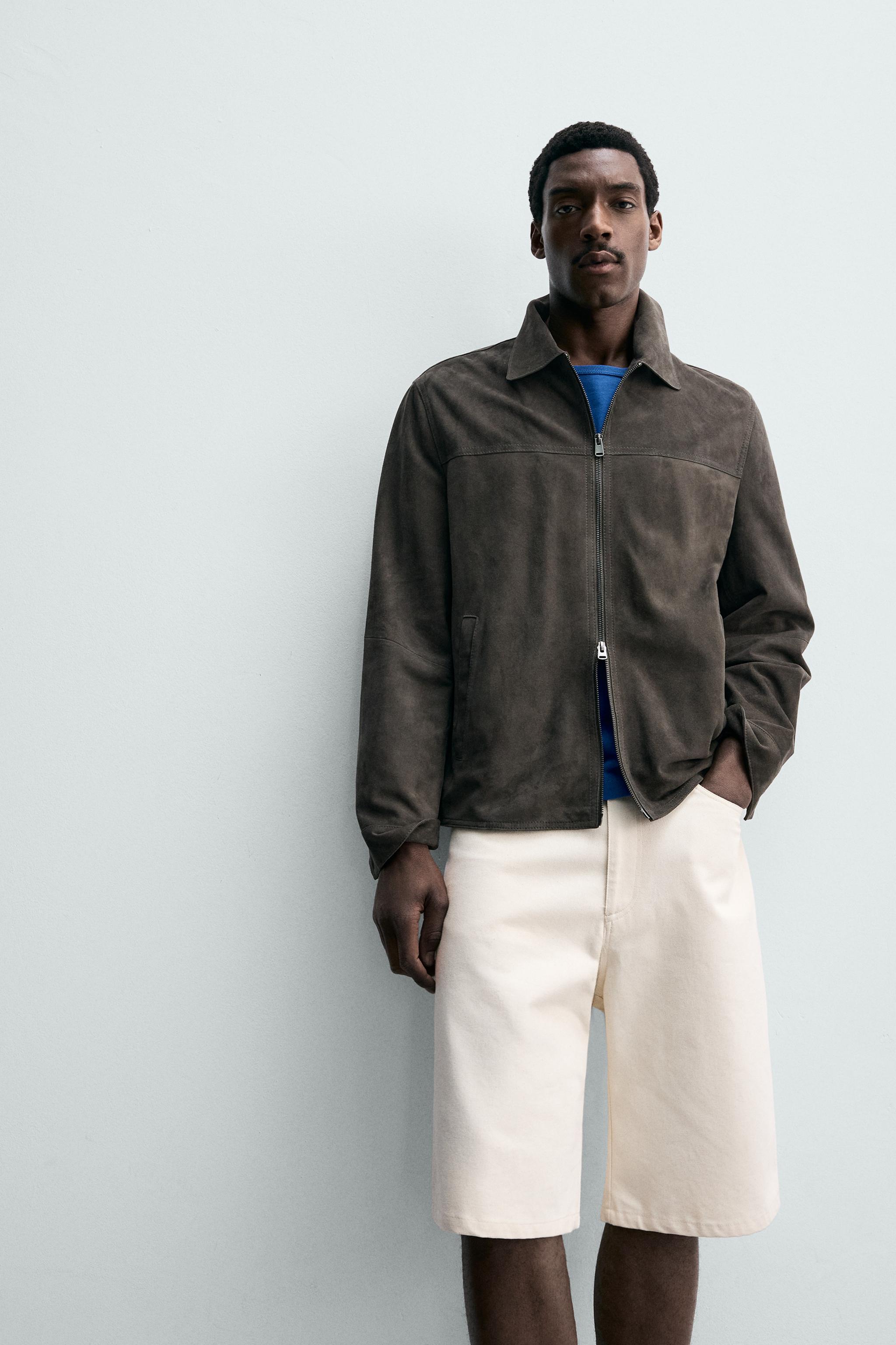 スエードレザー ジャケット - グレー | ZARA Japan / 日本