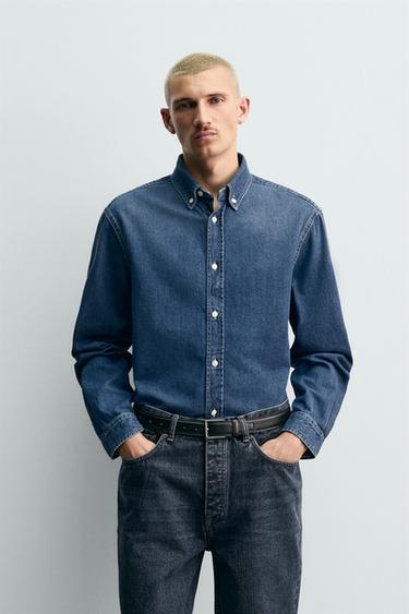 CAMISA DENIM DE COTÓ - CAIXMIR - Blau mitjà de Zara