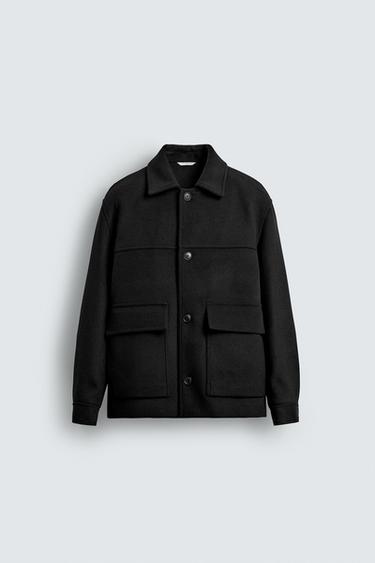 جاكيت كبير بقصة عادية وجيوب - أسود by Zara