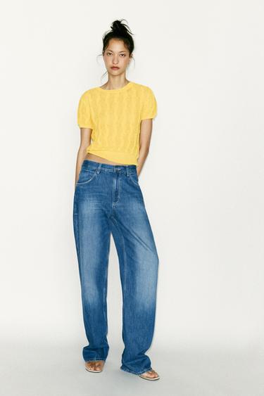 Zara TEXTURED KNIT TOP - Yellow - Image 0