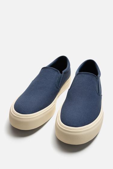 TENNIS SANS LACETS EN TISSU - Bleu foncé de Zara - Image 5