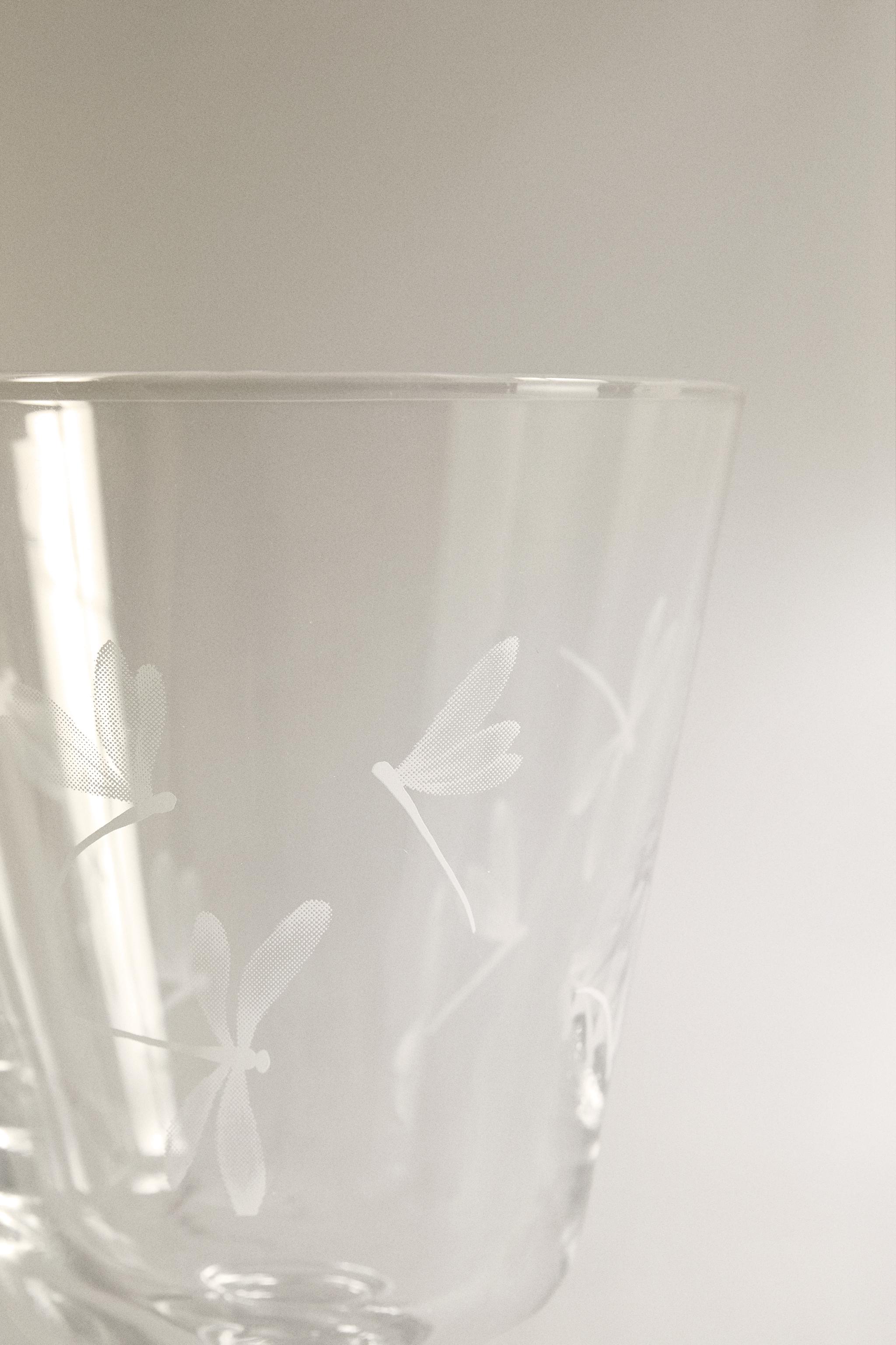 VERRE À PIED VERRE DÉCALCO LIBELLULE