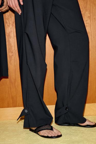 PANTALON DROIT À PASSANTS - Bleu marine foncé de Zara - Image 4