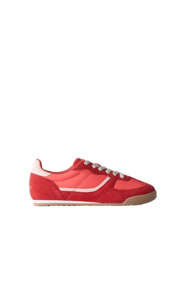 LEATHER TRAINERS - Red by Zara - Image 0