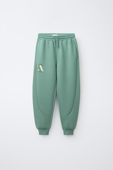 PANTALÓN SPORTY ESTAMPADO LOGO - Verde agua de Zara - Imagen 0