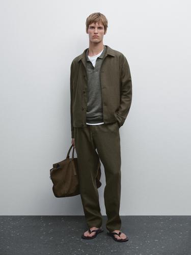 Pantalon 100 % lin - Vert menthe clair de Zara