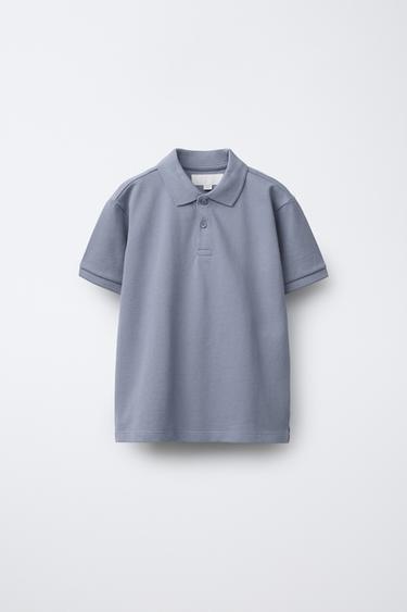 BASIC PIQUÉ POLO SHIRT - Blue / Grey by Zara