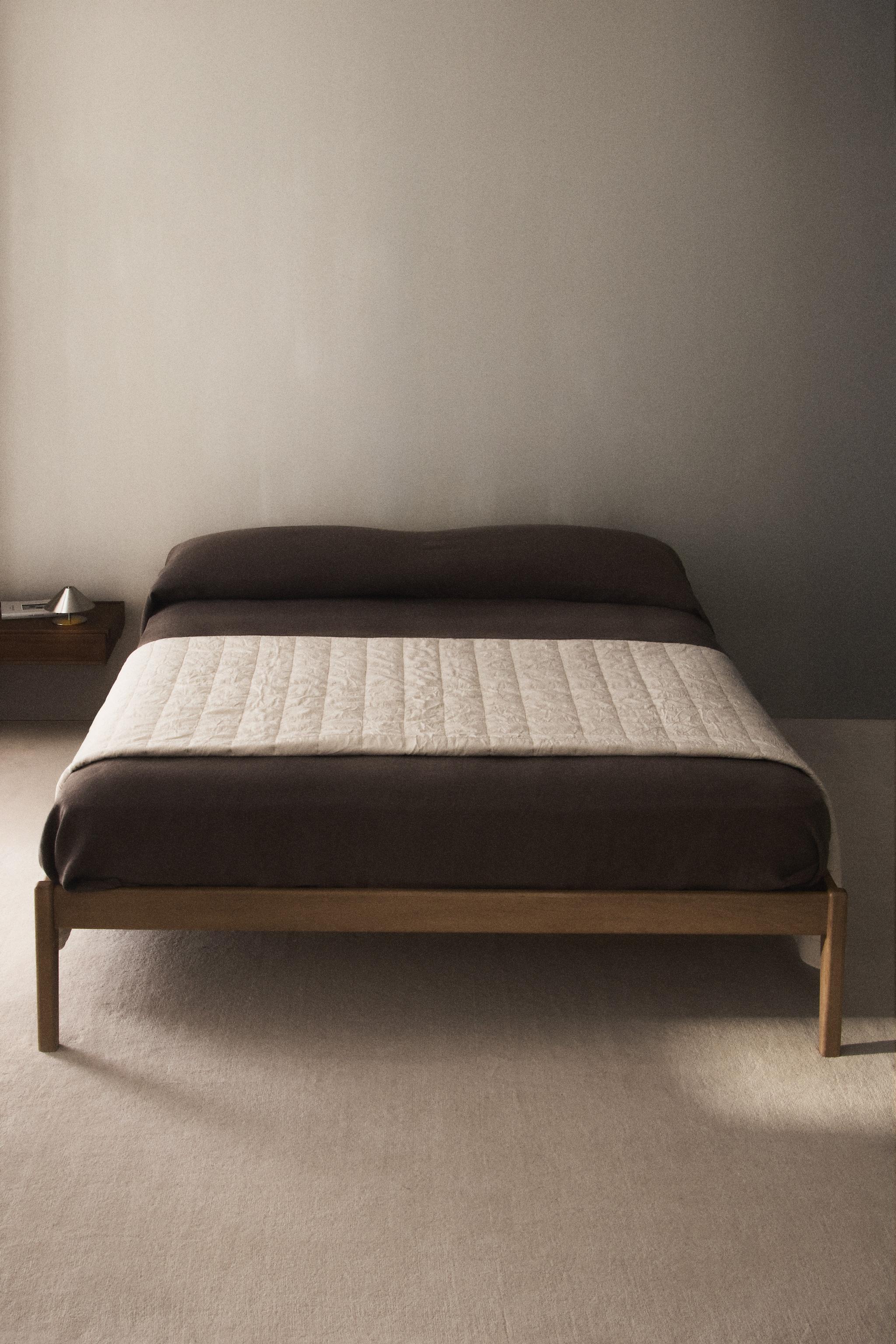 OAK BED FRAME — Light beige