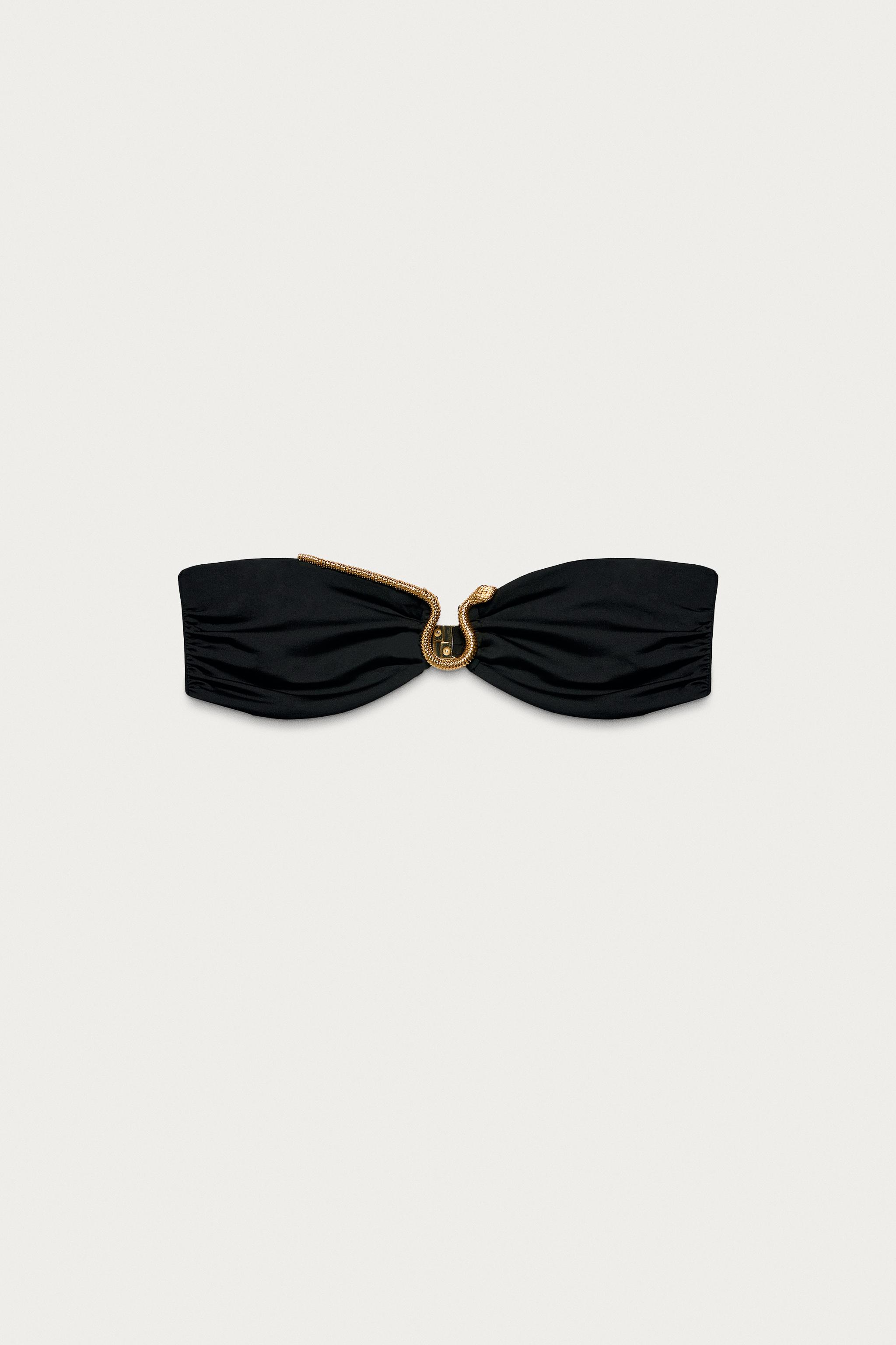 MARISA BERENSON X ZARA SNAKE BIKINI TOP — Black (alternate view)