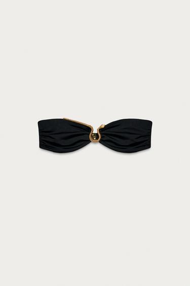 Zara MARISA BERENSON X ZARA SNAKE BIKINI TOP - Black