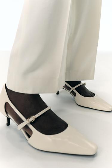 Zara HEELS WITH SIDE CUT-OUTS - White