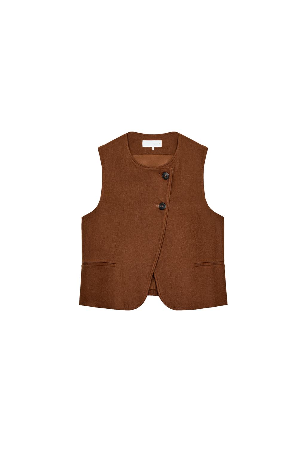 DOUBLE-BREASTED LINEN VEST - image 3