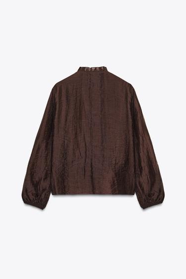 BLOUSE VOLANTS - Marron de Zara - Image 6