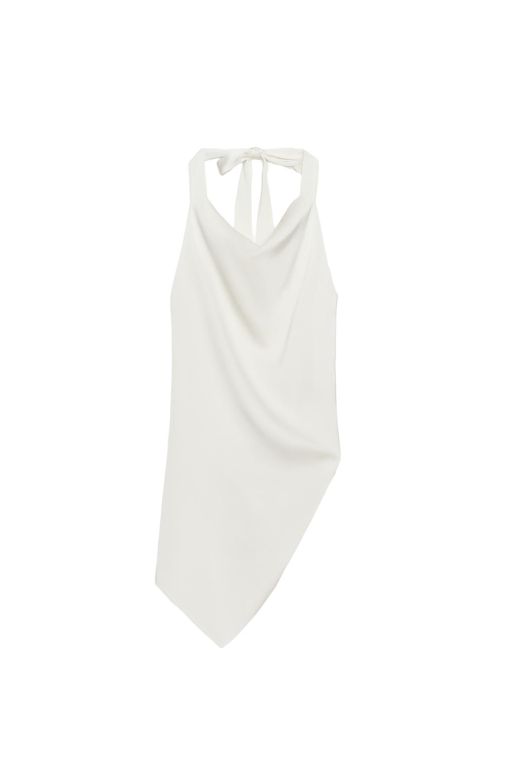 ASYMMETRIC SATIN HALTER TOP