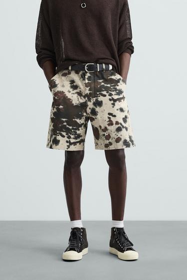 ANIMAL PRINT BERMUDA SHORTS - Sand / Black by Zara