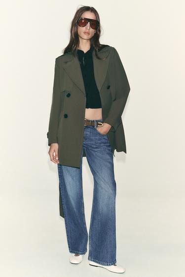 Zara WATER REPELLENT WINDPROOF DOUBLE-BREASTED TRENCH COAT - Khaki