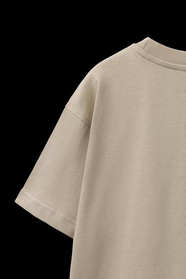 Zara BASIC FLEECE T-SHIRT AND BERMUDA SET - Sand
