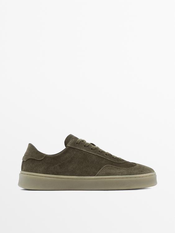 Split suede leather trainers