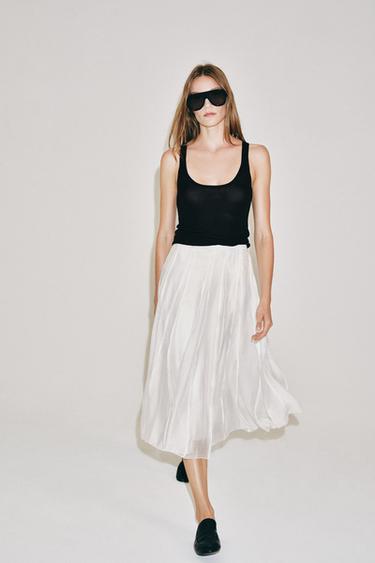 CHÂN VÁY KẾT HỢP DÁNG SUÔNG ZW COLLECTION - Màu trắng ngà từ Zara