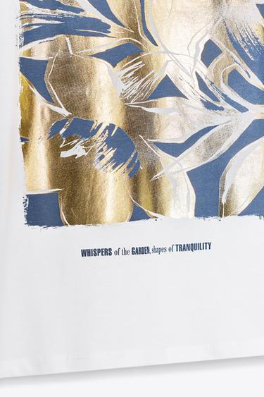 T-SHIRT WITH METALLIC PRINT - White by Zara - Image 4