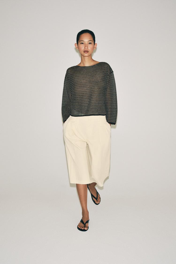 FINE KNIT STRIPED LINEN BLEND JUMPER