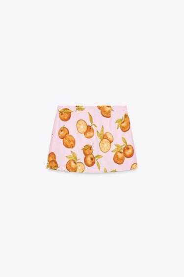 JUPE CROISÉE IMPRIMÉE AVEC LIN - Rose de Zara - Image 6