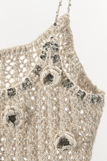 TOP CROCHET FLEURS EN RELIEF LIMITED EDITION - Beige de Zara - Image 4