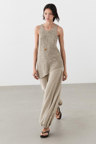 Zara Asymmetric knit top - Stone