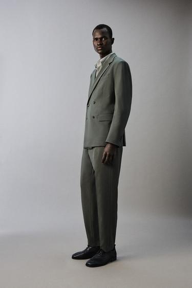 VESTE DE COSTUME CROISÉE CONFORT - Vert de Zara - Image 3