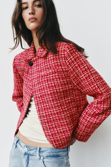 TEXTURED DOUBLE-BREASTED BLAZER - Reds by Zara