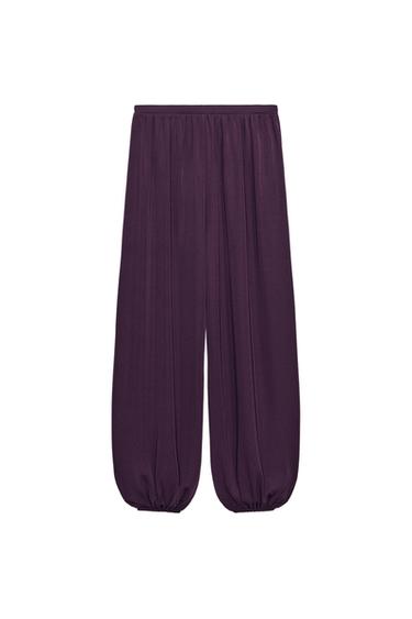 SAROUEL TROUSERS - Dark aubergine by Zara
