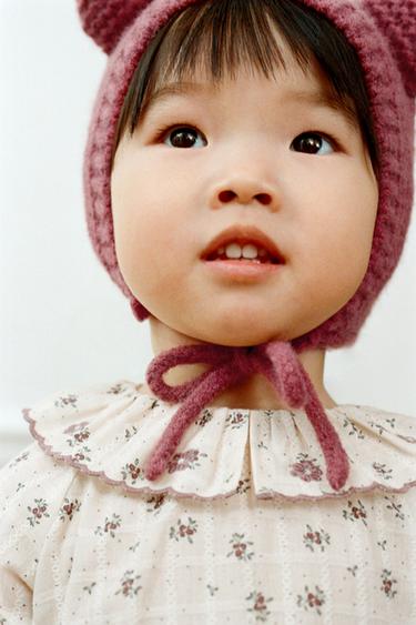 KNITTED BONNET WITH EARS - Pink by Zara