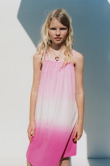 ROBE À BRETELLES TIE DYE - Rose de Zara