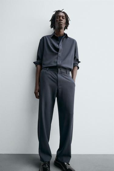 PANTALON FLUIDE COUPE DÉCONTRACTÉE - Bleu marine de Zara - Image 4