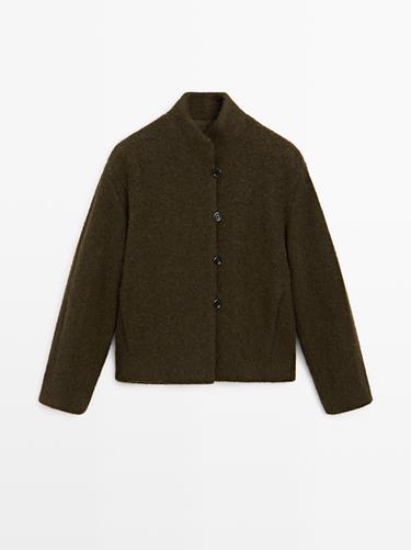 Chaqueta corta con lana alpaca - Khaki de Zara